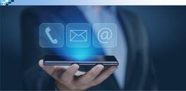 Businessman checking email on smartphone with icons